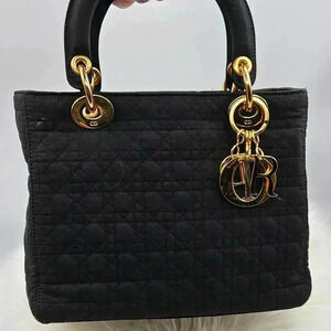 Lady Dior Top Handle Nylon  Cannage Handbag